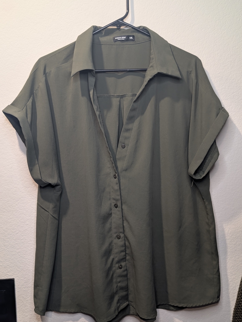Olive Green Short-Sleeve Overshirt